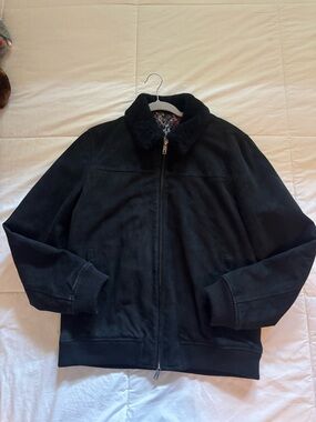 Ted Baker Black Bomber Jacket with Sherpa Collar